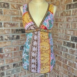 Embroidered Twenty One Sheer Tie Back Top S